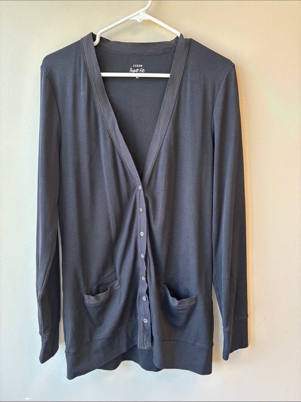 J. Crew black Lightweight V-Neck Button Cardigan